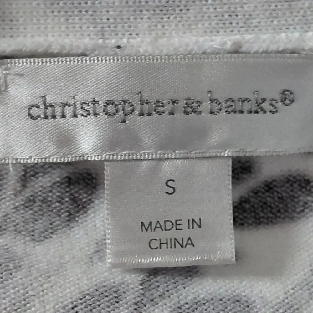 Christopher & Banks Floral Leaf Print 3/4 Cardigan Sweater Women Size S
